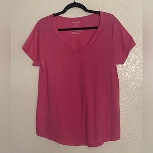 Torrid Pink Short Sleeve Classic Fit V Neck Tee Size 00 ( 10/12)